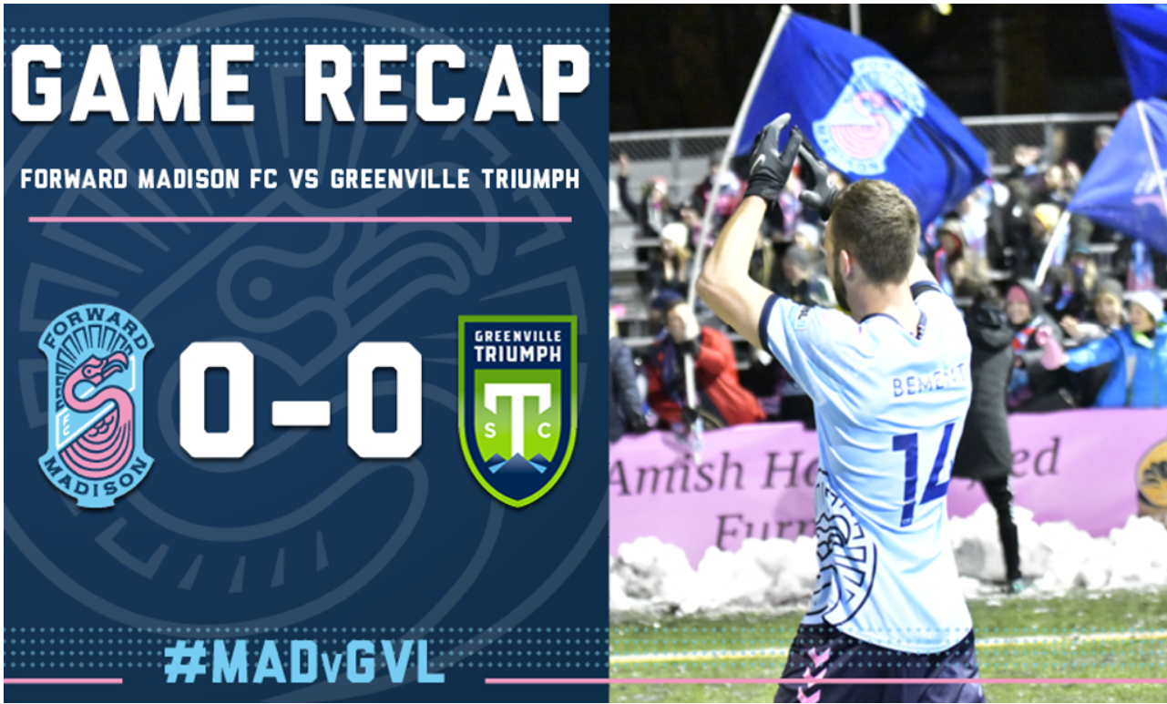 Forward Madison FC and Greenville Triumph SC Draw 0-0 in Game of Few Chances